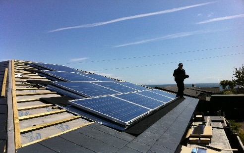 Solar panels being installed