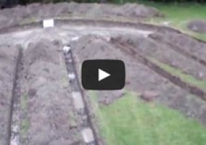 Aerial view of ground source heat pump groundworks